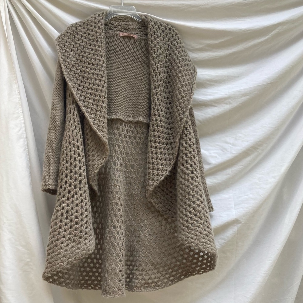 Anthropologie Elsamanda Taupe Acrylic/Mohair/Wool Sweater Made in Italy, Size 1X